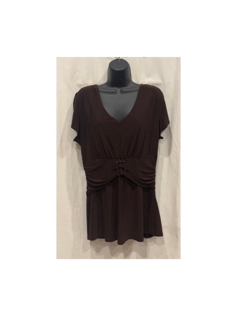 Women's Chocolate Brown Empire-Waist Top with Ring Detail